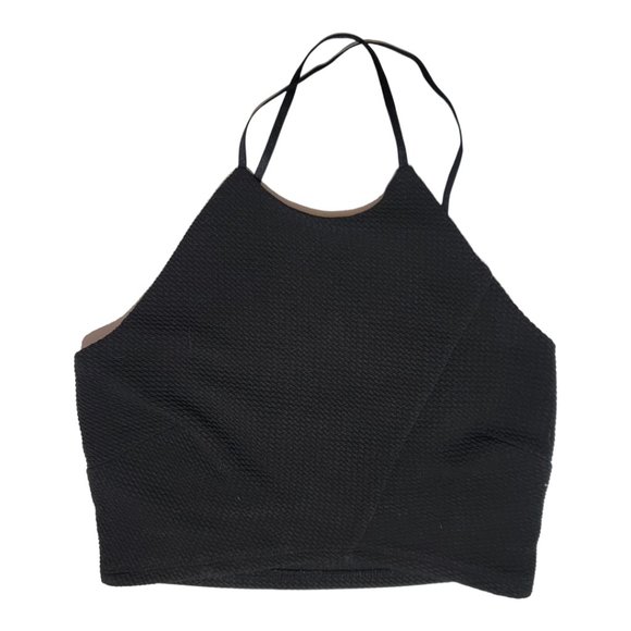 Tops - Black Revamped By Sirens Textured Halter Neck Top Crop Top Slim Fit Size XS